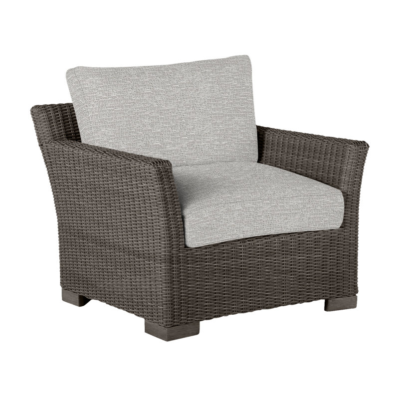 Club Patio Chair with Cushions, No Welt, Black Walnut, Tweed Toffee