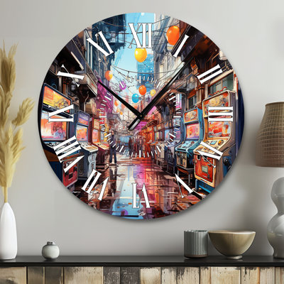 Colorful Video Game Arcade Dreams - Entertainment White Face Wall Clock