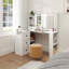 Élégant meuble-lavabo avec lumières DEL réglables et multiprise, 3 grands tiroirs, parfait pour le maquillage et le rangement