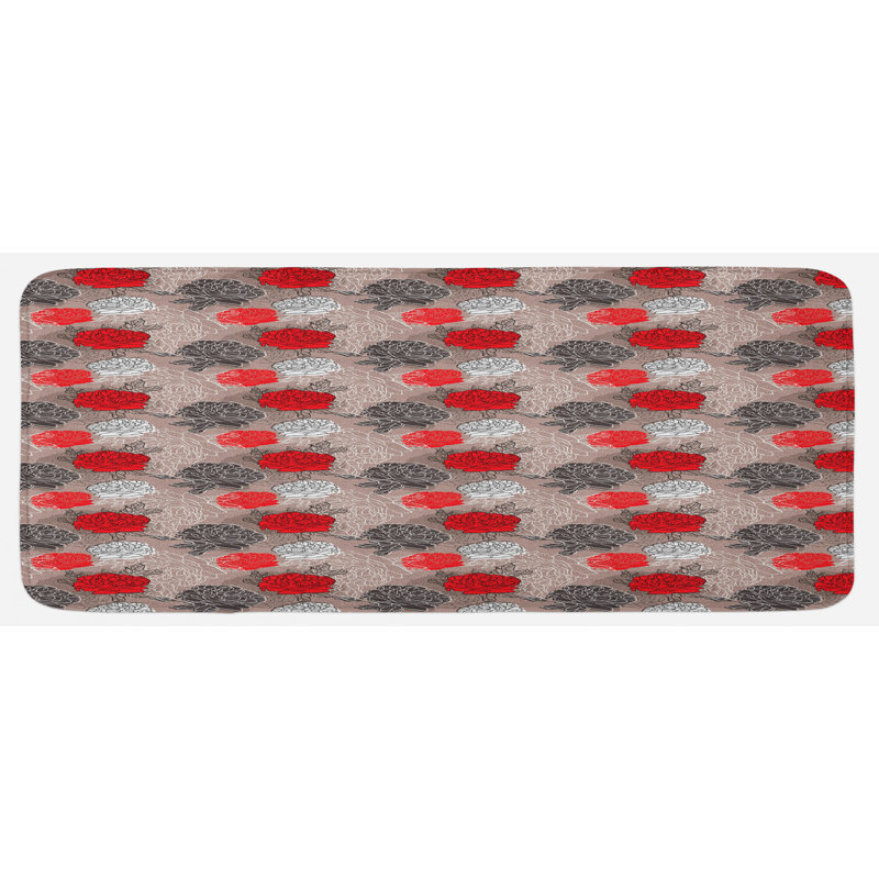 Traditional Floral Synthetic Kitchen Mat