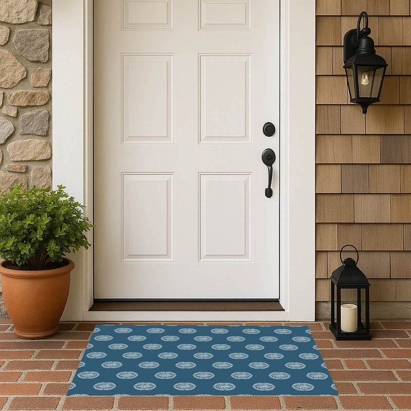 Maddy Teal Outdoor Doormat, Teal, 21'' W x 34'' L