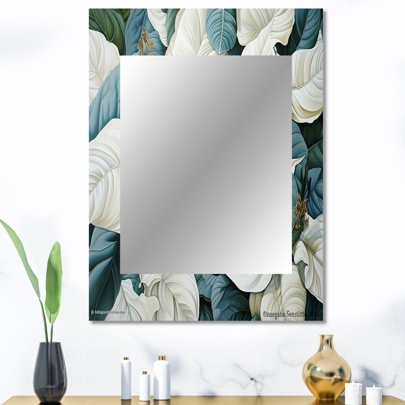 «White Leaves Charm», art mural en métal imprimé, 40 po x 30 po