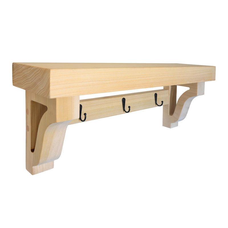 Rayne Large Wall Mounted Coat Rack with Shelf 2 Hook, 18/8/8, Natural