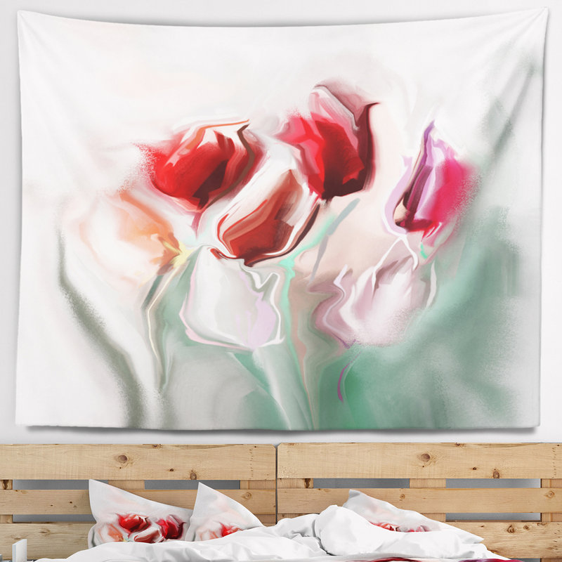 Tapisserie d’illustration en aquarelle d’animaux floral, H 50 po x l 60 po