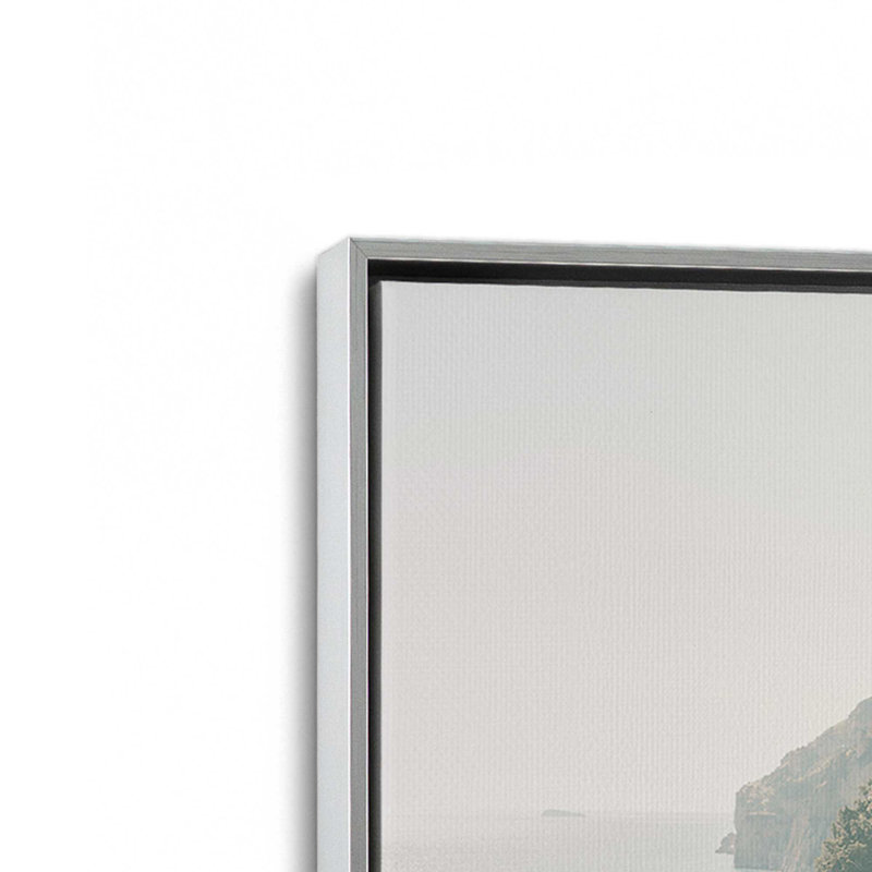 Impression sur toile tendue Seaside Sanctuary, Cadre flottant en chrome poli, H 8,75 po x l 12,75 po x P 1,75 po