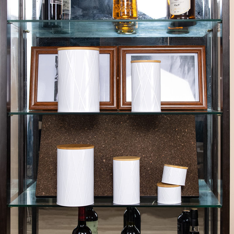 Ensemble de contenants blancs pour comptoir de cuisine, ensemble de 6 contenants de cuisine, contenants à farine et à sucre, rangement pour café et thé, blanc