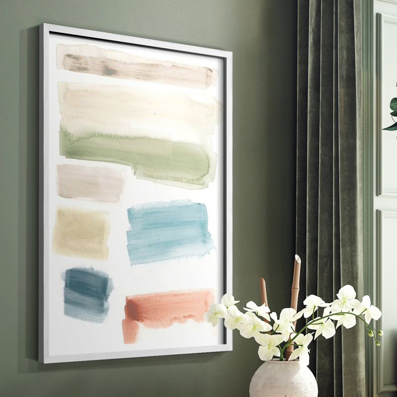 Watercolor Swatches I, reproduction encadrée - bois massif, H 14 po x l 11 po, Blanc