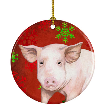 Ornement figurine suspendue en céramique porc de noël fêtes