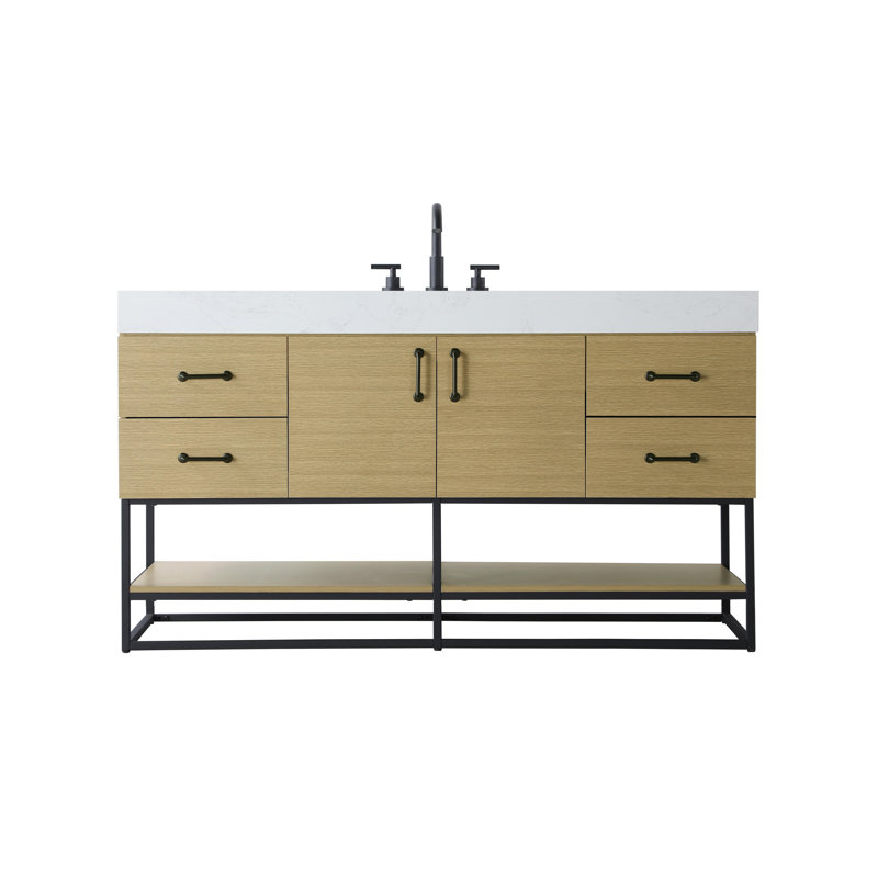 Meuble-lavabo simple 60 po, Brun miel