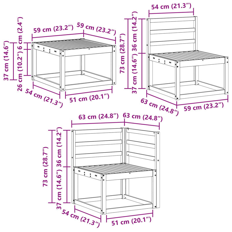 185.5cm Wide Patio Sectional Set