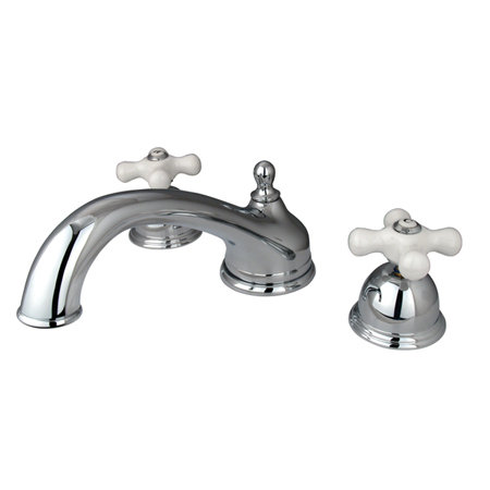 Kingston Brass Vintage Two-Handle 3-Hole Deck Mount Roman Tub Faucet, Polished Chrome