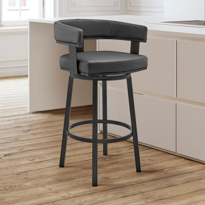 Tabouret de bar avec accoudoirs en similicuir et pieds en métal Kellum