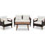 Sièges de patio: 4 personnes, table et pieds en bois, coussins beiges, pieds réglables, matériaux durables, housse incluse: table, coussins, eau, inclus