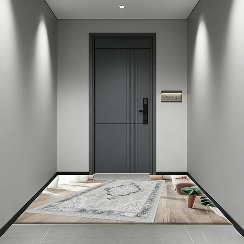 Small Carpet 8x10 Retro Grey Machine Washable Living Room Carpet Thin Neutral Flower Vacuum Low Velvet Carpet Bedroom Office Dining Room Laundry Room Non slip Soft and Lightweight