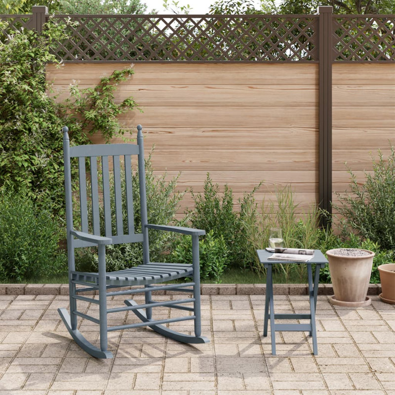 Porras Solid Wood Rocking Chair, grey