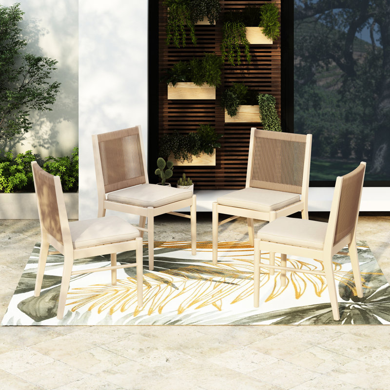 Chaise de salle à manger Kd Mp2 de 2 personnes - Structure en bois avec corde ronde, tissu d'eau pour toutes les utilisations et espaces