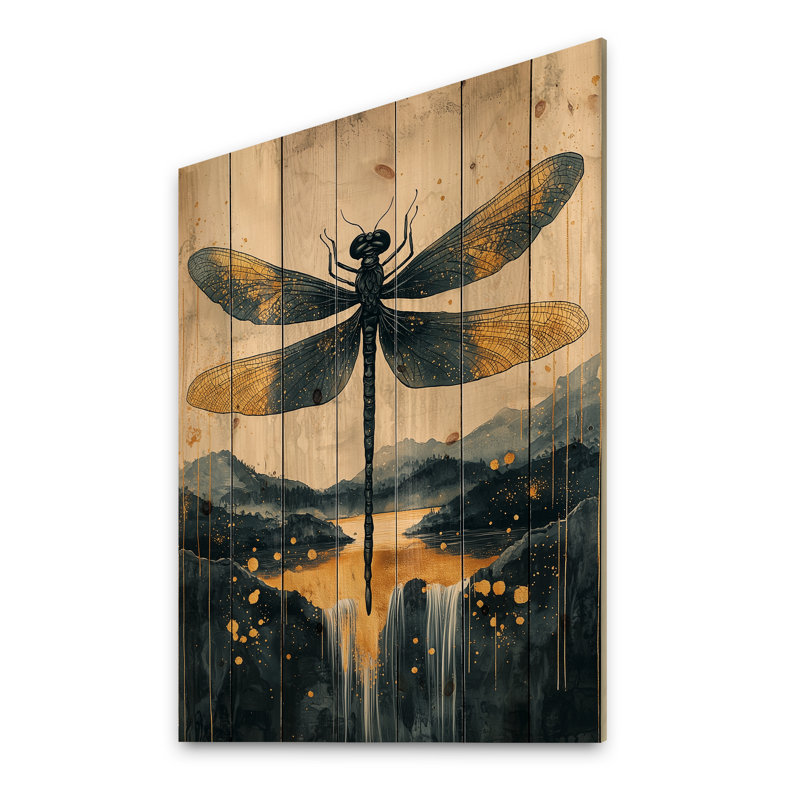 Dragon Whisper Of The Marsh - Art mural en bois avec libellule - sur bois de pin naturel, H 20 po x l 10 po x P 0,78 po