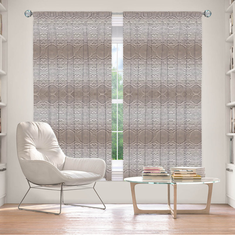 Paire de rideaux obscurcissant en polyester Birty, Gris / Brun clair, L 40 po x L 82 po