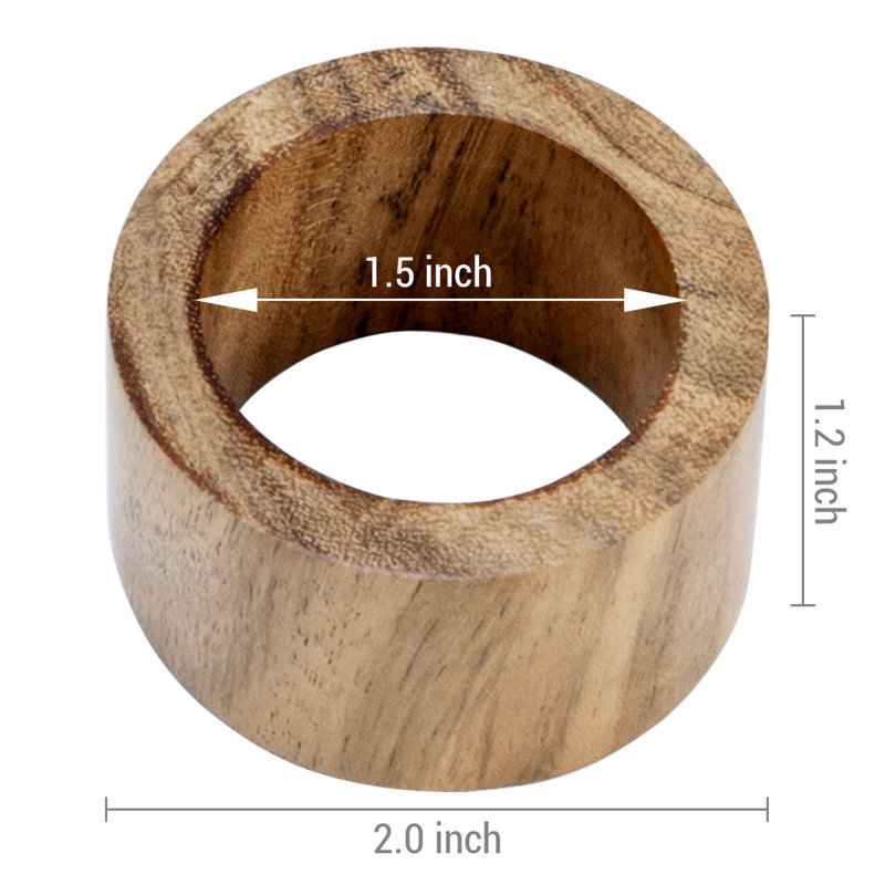 Solid Wood 6 Piece Dinner Napkin Rings