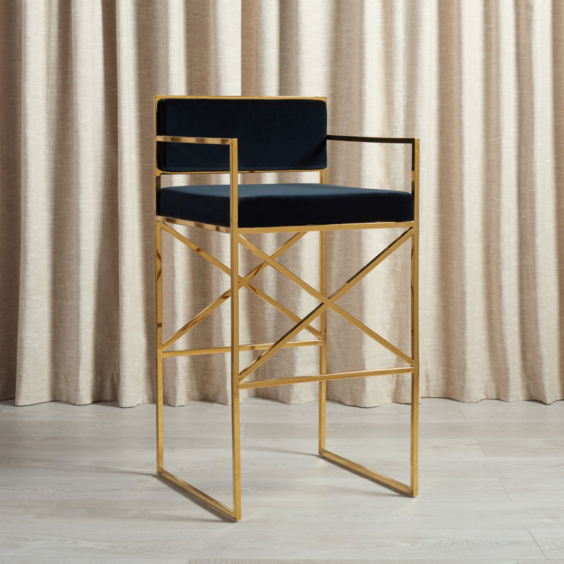 Tabouret Geordie, Noir et or, Tabouret de bar (siège d’une hauteur de 31 po)