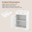 Armoire de rangement pour salle de bain, buffet avec 2 portes et tiroir blanc + or-129961297