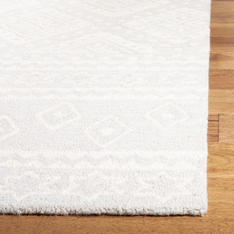 Myndi Hand Tufted Wool And Cotton With Latex Geometric Rug, Rectangle 2'6" x 4'
