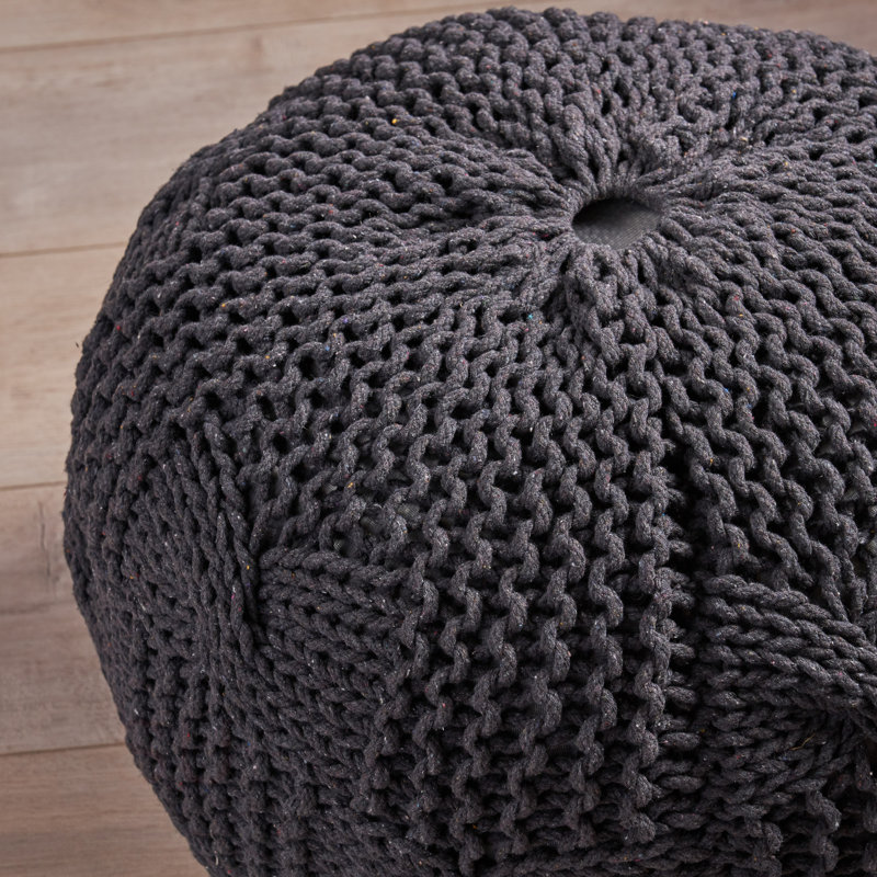 Pouf rond en coton Bordeaux, Gris foncé