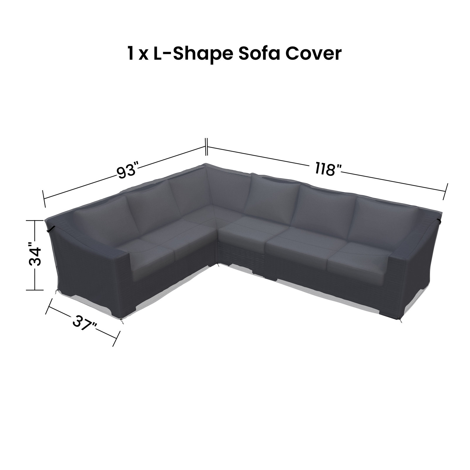 Wicker L-Shape Outdoor Sectional Sofa Cover