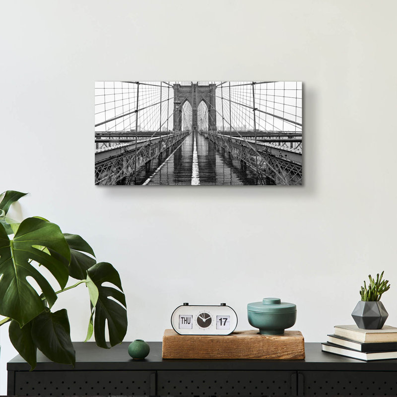 «Brooklyn Bridge» par Photoinc Studio, art mural en verre acrylique, H 12 po x l 24 po