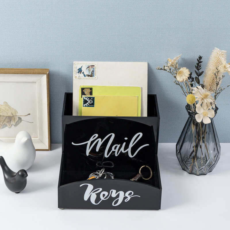 Black Desk Organizer For Keys and Mails Storage