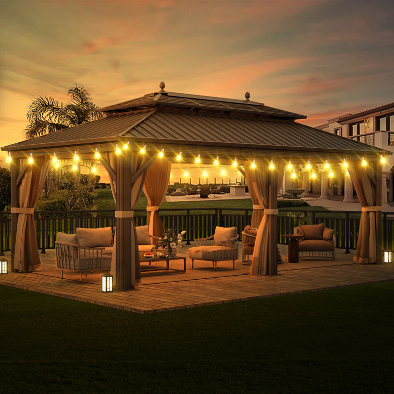 Aluminum Patio Gazebo Permanent Hardtop Gazebos, 20 ft x 12 ft