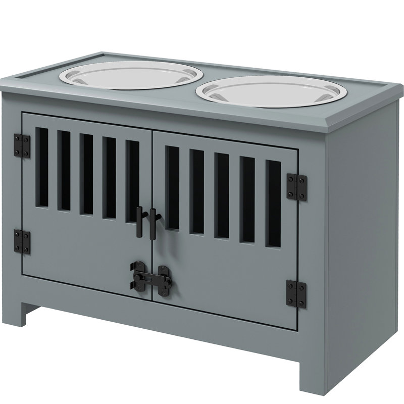 Bols surélevés pour chien avec armoire de 37 L, gris - pour bols de rangement de repas confortables pour grands chiens