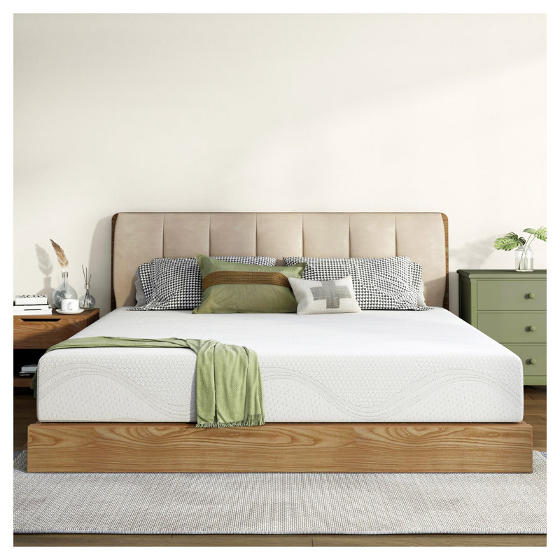 Grand matelas en mousse à mémoire de forme de 12 pouces de couleur blanche avec support ergonomique