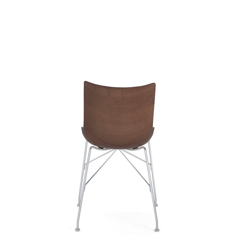 P/Wood Dining Chair, Ash Dark Wood with Chrome
