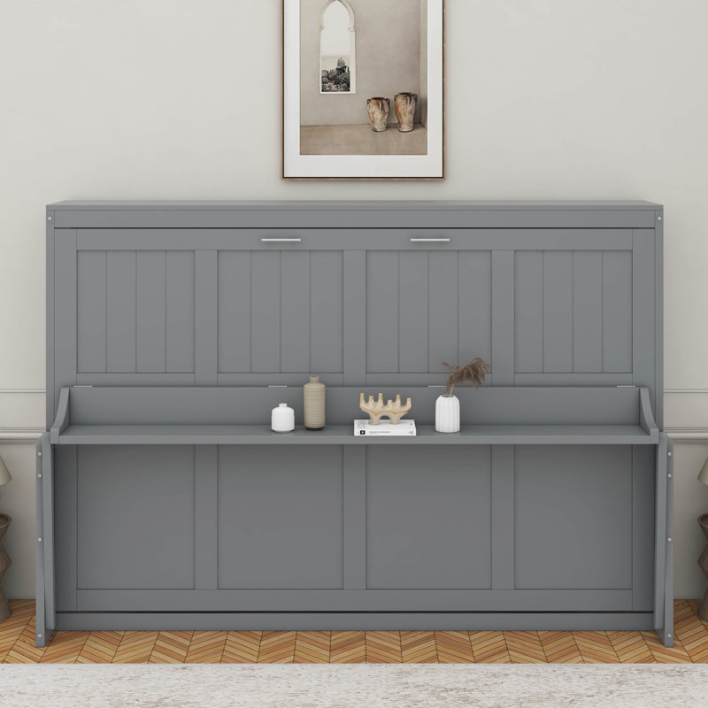 Armoire-lit Mihoko Murphy, Gris, Grand lit