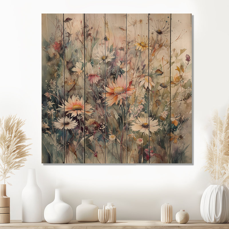 " Orange Green Daisy Tranquility ", 15" H x 15" W x 0.78" D