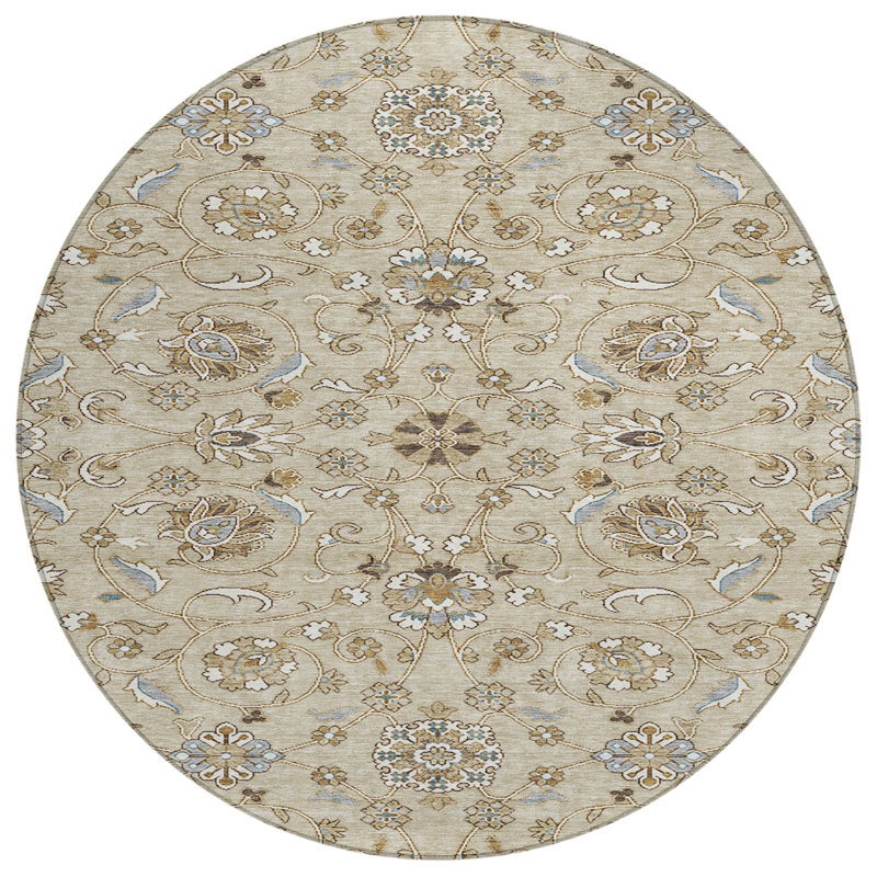 Irene Beige Washable Indoor-Outdoor Rug - , 3' x 5'