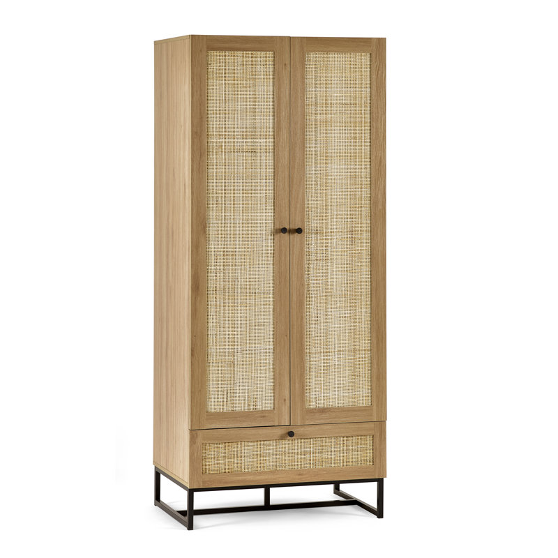Reese 2 Door 1 Drawer Wardrobe, Oak