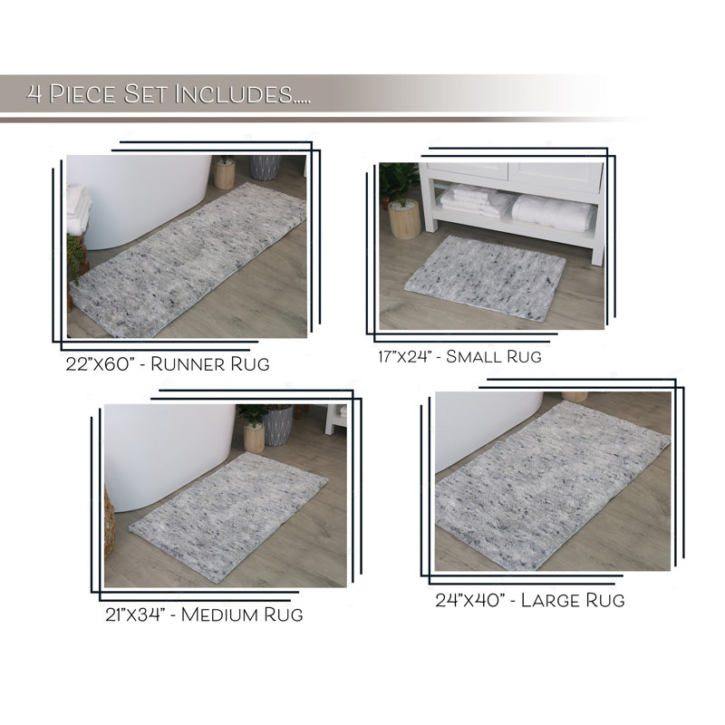 Ensemble de tapis de bain en microfibre 100% polyester Cloud Comfort, absorbant l'eau et  doux - ensemble de 4 pièces, Gris