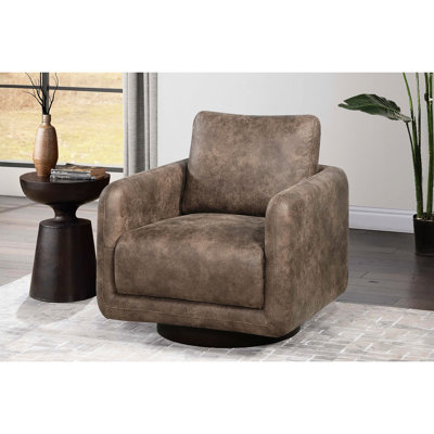 Chaise d'appoint pivotante à 360 degrés rembourrée en similicuir de couleur avec base en bois, style moderne, siège rembourré pour tissu de salon, chaise, esthétique contemporaine, espaces de lecture, bois massif