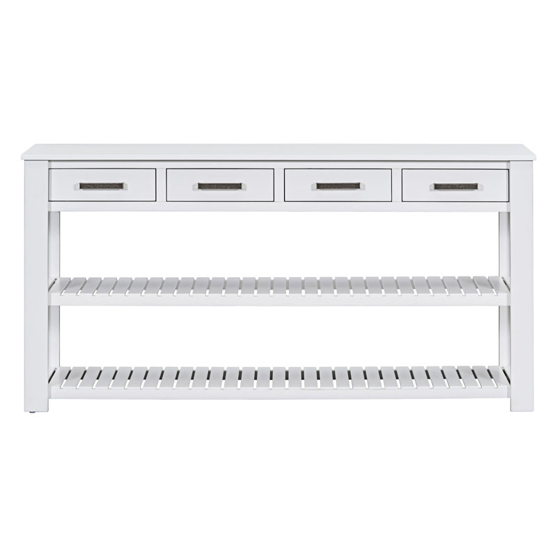 Console d'entrée avec tiroirs et tablettes, Blanc