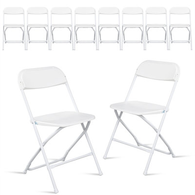 Ensemble de 10 chaises pliantes en plastique blanc portatives et peu encombrantes, idéales pour les événements, les fêtes et les sièges supplémentaires