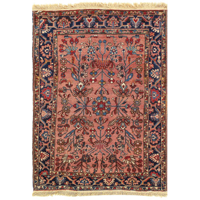Mahbuba Wool Oriental Area Rug in Rose