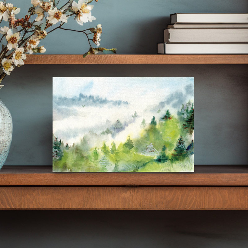 «Evergreen Abstract Contemporary Forest Landscape», art mural, H 12 po x l 18 po