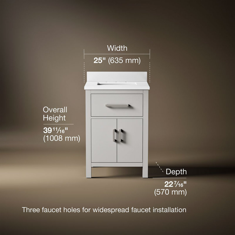 Kresla 24 In. Bathroom Vanity Cabinet With Sink And Quartz Top, Atmos Gray