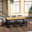 Table d'extérieur 75 po x 35 po pour 8 personnes - Structure rectangulaire en aluminium avec plateau en faux bois résistant aux intempéries, patio 8 pelouses rectangulaires, patio