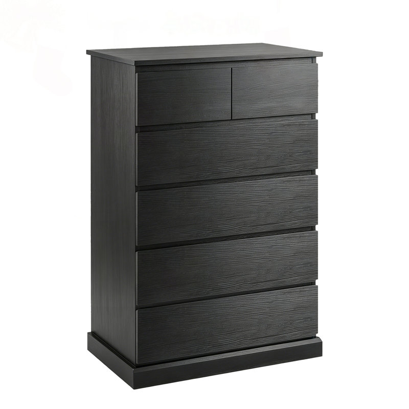 Commode haute 6 tiroirs avec poignées dissimulées, Black