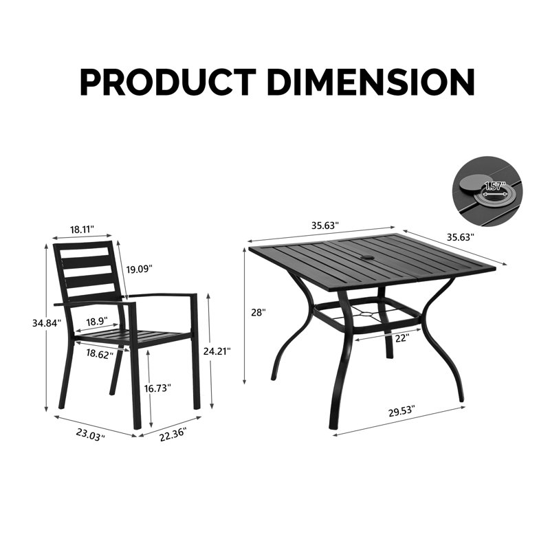 Patio Steel Square 4-Person Dining Set