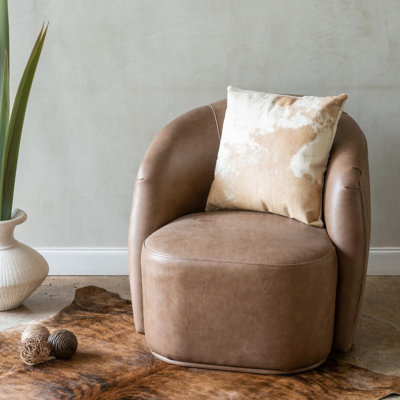 Premium 100% Genuine Cowhide Throw Pillow Cover 16”x16” - Light Brown