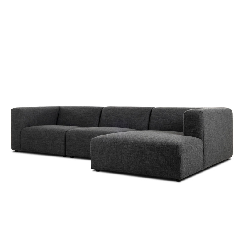 Canapé modulaire 3 pièces Aram Sloan, Face à la droite, Mélange de polyester gris anthracite Saxon